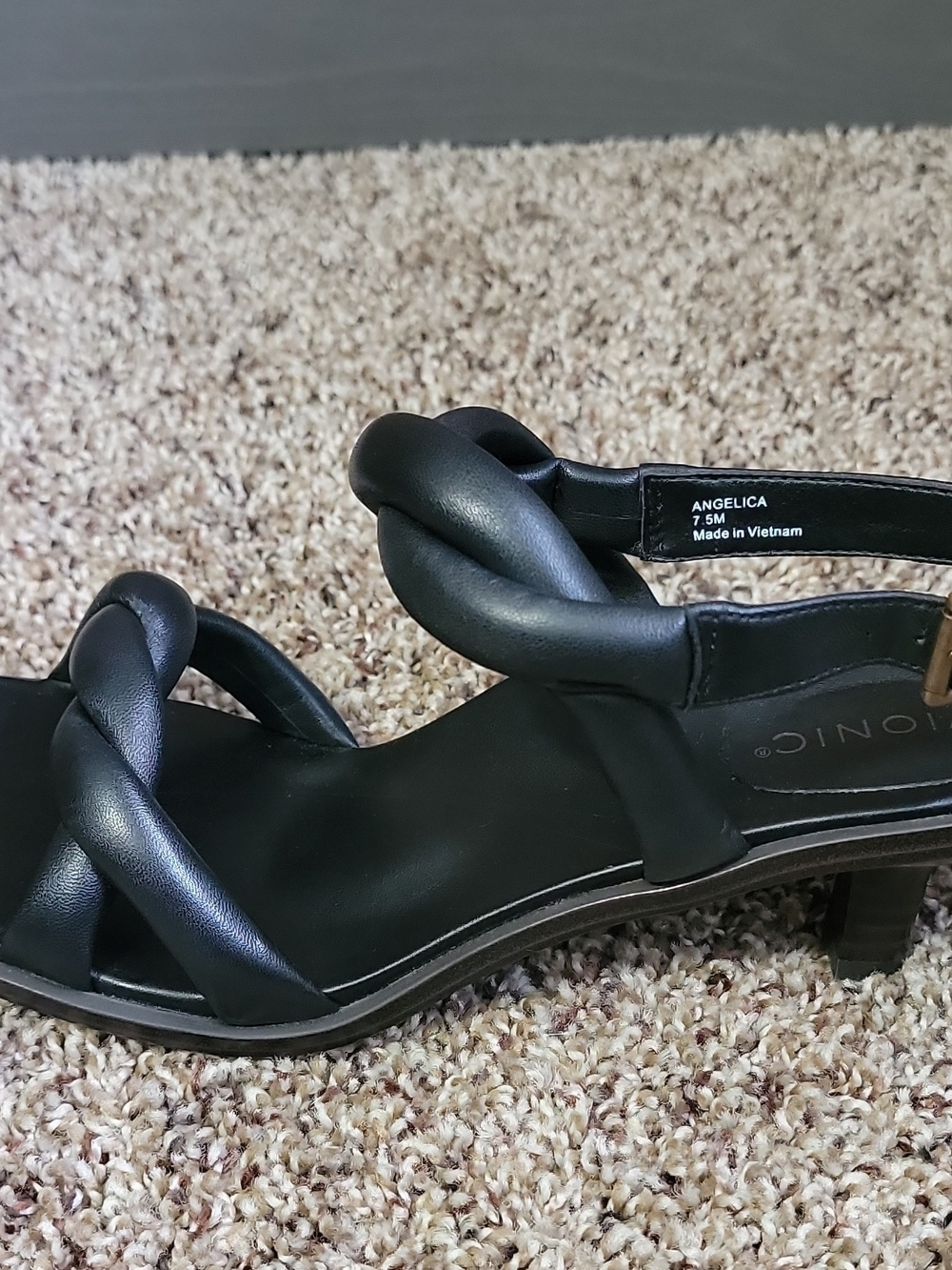 Vionic Black Braided-Strap Women's Heels - Picture 6 of 9